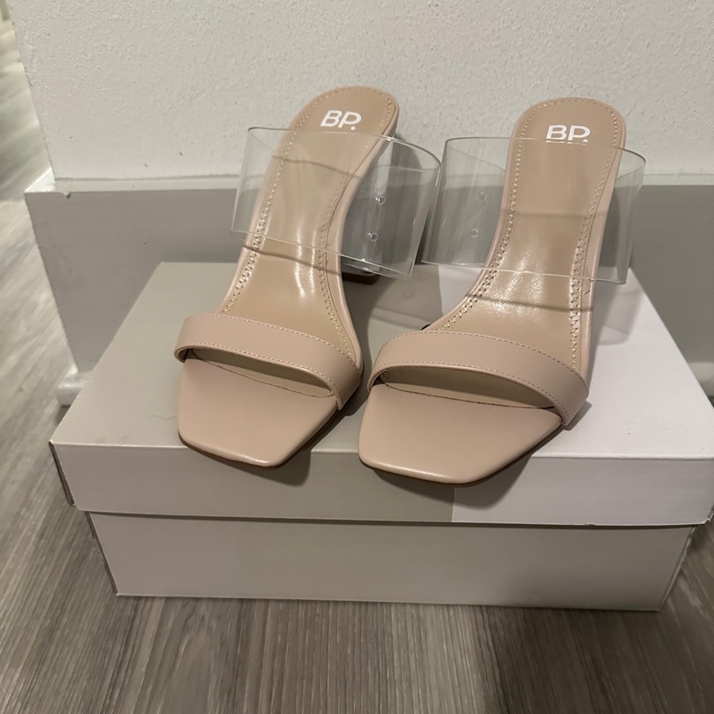 BP Nude Clear Block Heels BNWT